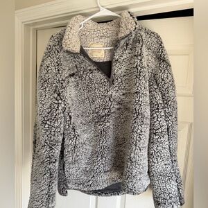 Altar'd State Gray Teddy Sherpa Half-Zip Jacket